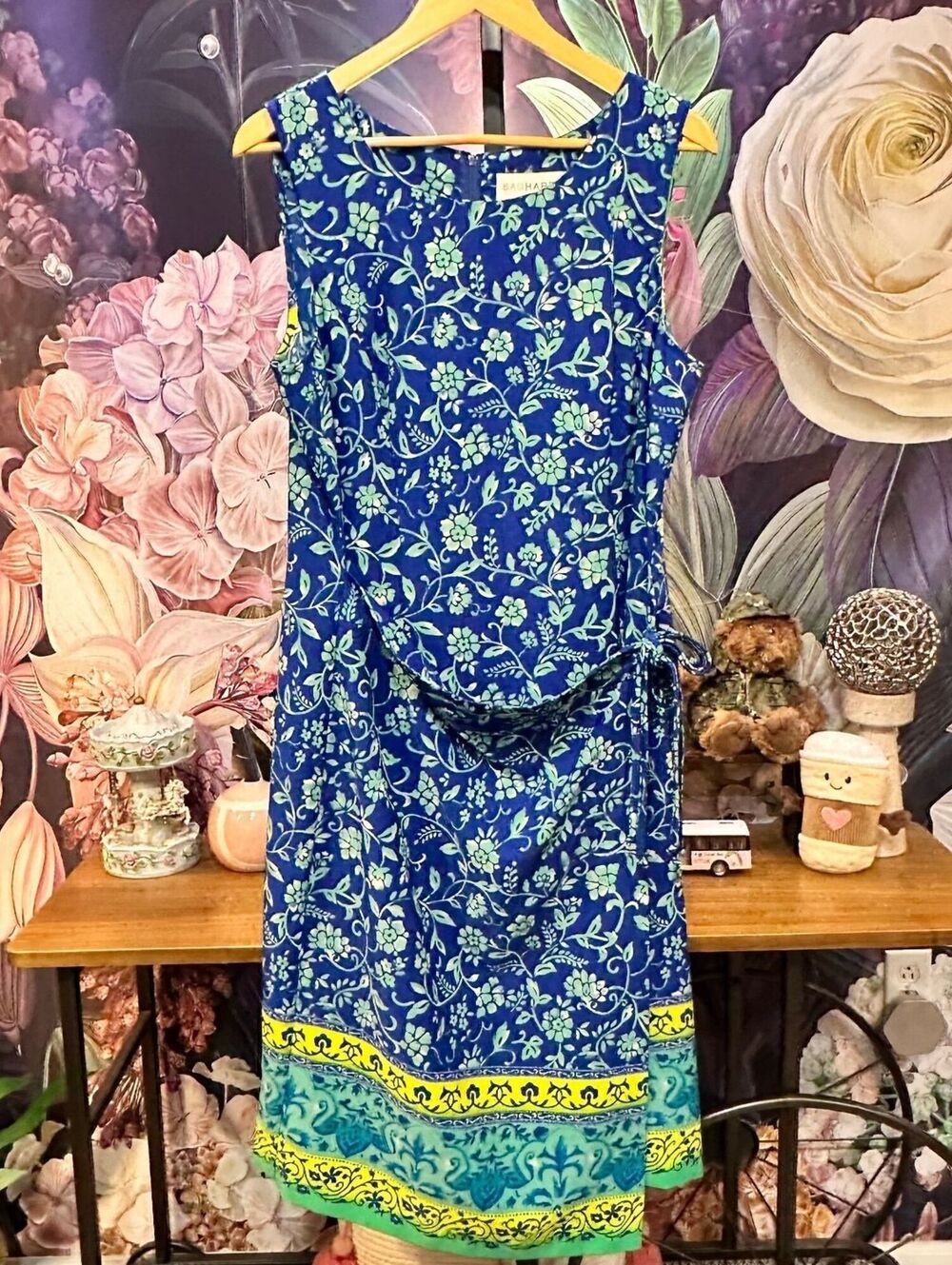 Sag Harbor 16 Faux Wrap Midi Dress Boho Coastal Resort Cottagecore Floral Print